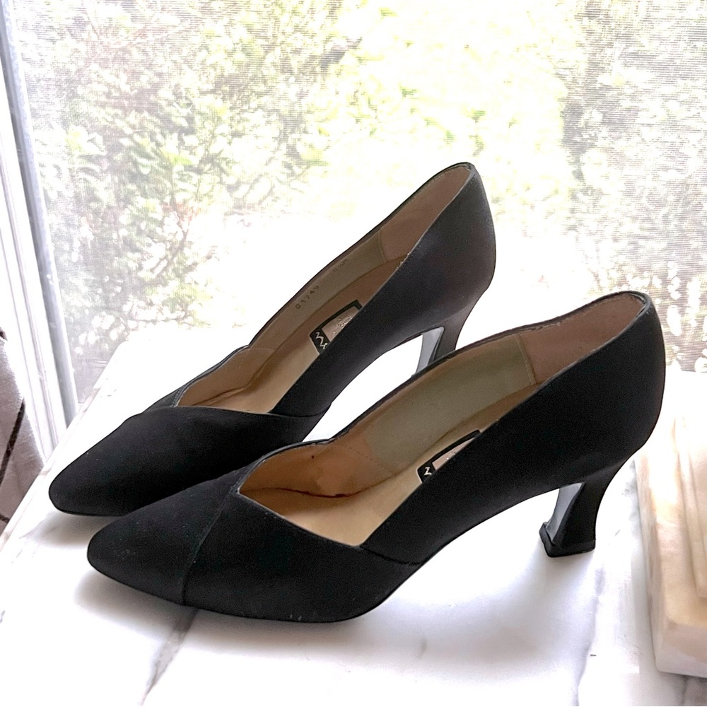Nina Elegant Black Fabric Women's Heels Shoes Size 6 1/2